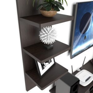 ESTANTERIA Attri Strandier Engineered Wood TV Entertainment Wall Unit (Standard, Wenge) - Image 6