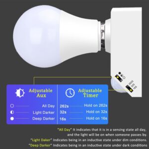PROROOP Motion Sensor Light Socket Smart Screw in Light Bulb Outlet Compatible with E26/E27 Motion Activated Light Bulb Holder Adapter Automatic Light Control for Garage Storage Room (E27 SOCKET) - Image 7