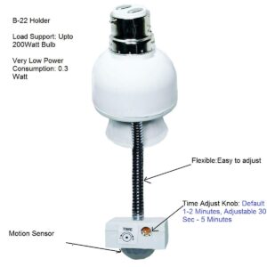 WAKEN LED Bulb Holder Motion Sensor Automatic B22 Base Night/Day Light Working (2-Pack) - Image 3