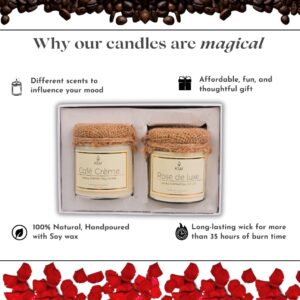 Luxury Scented Soy Candle Basics Duo - Gift Set (Café Crème & Rose de Luxe) | Pack of 2 - Image 4