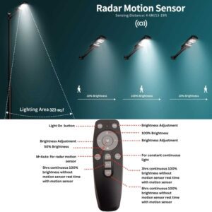 Homehop 30W All in One Solar Street Light Outdoor Home Garden Wall Balcony Motion Sensor Security Lamp with Remote, Automatic (ABS, Cool White, Pack of 2) - Image 5