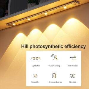 XERGY LED Under Cabinet Wireless Lights, Under Counter Closet Lights with Motion Sensor, USB Rechargeable Light Strip for Indoor Kitchen Closet Stairway (Cabinet Light Rechargeable 40 CM) - Image 7