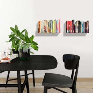 amazon basics Heavy Duty Wall Mounted Metal Bookshelf | CD DVD Storage Display for Home | Set of 2 | Black - Image 3