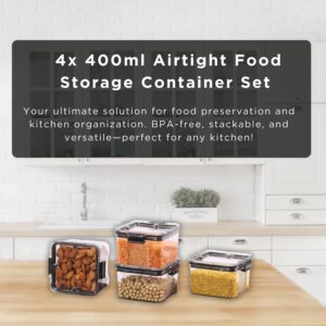 MasterStor 400ml Airtight Food Storage Container Set | BPA-Free Plastic Kitchen Storage Containers | Freezer & Dishwasher Safe Food Prep | Stackable Design for Home & Kitchen Organization | Pack of 4 - Image 3