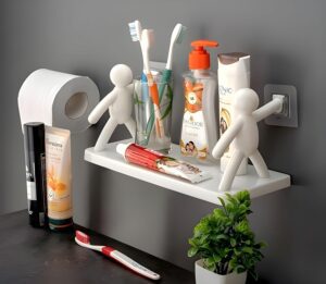Boniry 2Pcs Wall Mounted Plastic Bathroom Shelf/Wall Shelf/Wall Mounted Shelf/Self Adhesive Shelf with Self Adhesive Stickers (White) - Image 2