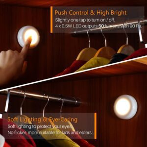 STAR-SPANGLED Tap/Push Light Star-Spangled Mini Night Touch Led Puck Light Portable Under Cabinet Lighting Battery Operated Powered Diy Stick On Light Wireless Closet Counter Kitchen Warm White 5Pack - Image 3