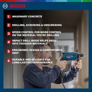 BOSCH GSB 10 RE Corded-Electric Tool Kit | 100-piece Tools Box Kit | Power Supply 500W | Impact Drill Machine | Impact Rate upto 41600 BPM | Speed upto 2600 RPM | 1 Yr Warranty - Image 4