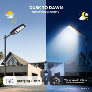 Homehop Solar Street Light Outdoor 200W Motion Sensor Waterproof LED Wall Lamp for Home, Garden, with, Remote Control, Automatic On/Off, 18Ah LifePo4 Battery (ABS,480 LEDs, Cool White) - Image 3