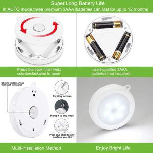 Hoteon Motion Sensor Light, Battery Powered LED Sensor Light for Home with On/Auto/Off Switch, Cordless Magnet Wall Light for Stairs, Hallway, Kitchen, Cabinet, Cold(1 Pack) - Image 6