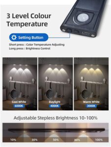 One94Store Under The Cabinet Lights 40 cm Motion Light Home Removable Dimmable USB Rechargeable Closet Light, Wireless Wardrobe Light for Home, Kitchen, Stairs, Wardrobe (Pack of 1) - Image 7