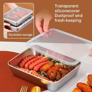 Heiter 2000ml Stainless Steel Food Storage Container with Transparent Lid - Airtight, Leakproof, Stackable Kitchen Meat Storage and Kimchi Container, Ideal for Fridge & Oven Use - Image 7