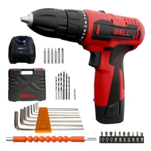 IBELL 12V Cordless Drill Driver CD12-74|17 Settings (+1 Mode setting)|1450 RPM|10mm Keyless Chuck|LED Light |2-Speed Mode|1500mAh Battery|32 Accessories|Perfect for Home & DIY Projects - Image 2