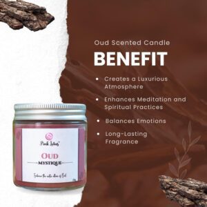 Pink Lotus Oud Scented Candle- Luxurious Aromatherapy Soy Candle with Deep, Exotic Fragrance Hand-Poured Natural Soy Wax Candle- Long-Lasting, Gift-Ready Candle for Relaxation & Ambiance - Image 4