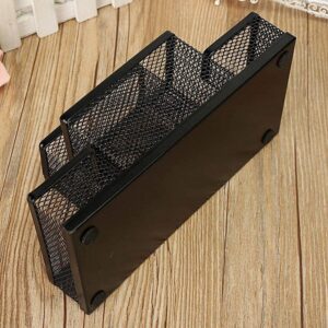 Evercozy Compartment Metal Mesh Desk Organizer Stationary Storage Stand Pen, Pencil Holder For Office, Home, And Study Table (4 Compartment), Black - Image 5