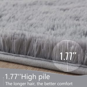 Deoxys Microfiber Oval Rugs for Bedrooms Fluffy Living Room Area Rug Soft Shaggy Carpet for Kids Room Floor Mat (50X80 Cm,Grey) - Image 6