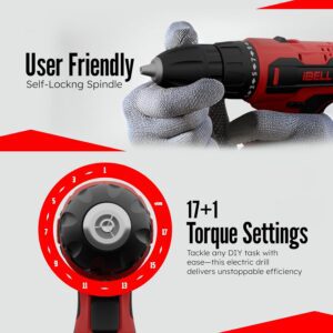 IBELL 12V Cordless Drill Driver CD12-74|17 Settings (+1 Mode setting)|1450 RPM|10mm Keyless Chuck|LED Light |2-Speed Mode|1500mAh Battery|32 Accessories|Perfect for Home & DIY Projects - Image 4