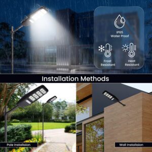 Homehop Solar Street Light Outdoor 200W Motion Sensor Waterproof LED Wall Lamp for Home, Garden, with, Remote Control, Automatic On/Off, 18Ah LifePo4 Battery (ABS,480 LEDs, Cool White) - Image 2