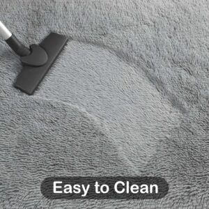 Deoxys Microfiber Oval Rugs for Bedrooms Fluffy Living Room Area Rug Soft Shaggy Carpet for Kids Room Floor Mat (50X80 Cm,Grey) - Image 8