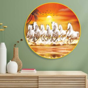 Livin'luxe 7 Running Horses modern art painting Premium Framed Wall paintings for living room, bedroom, home decoration, wall decoration (23 inch x 23 inch, Gold) - Image 4