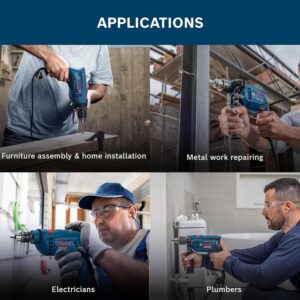 BOSCH GSB 10 RE Corded-Electric Tool Kit | 100-piece Tools Box Kit | Power Supply 500W | Impact Drill Machine | Impact Rate upto 41600 BPM | Speed upto 2600 RPM | 1 Yr Warranty - Image 7