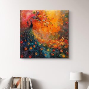 Livin'luxe paintings Peacock modern art canvas home decor wall paintings with frame painting for living room wall decoration office 24 inch x 24 inch CV-38099 - Image 3