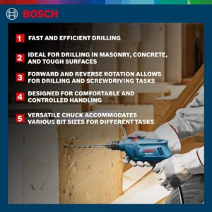 BOSCH Professional GSB 500 RE Corded-Electric Drill Tool Set | 500 W Motor | 100-piece Tools Box Kit | Speed Range upto 2600 RPM | Impact Rate upto 41600 BPM | Chuck Capacity of 10 mm | 1 Yr Warranty - Image 4