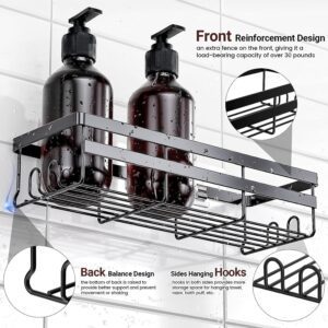 JIALTO 2 Pieces Aluminium Heavy Duty Self Adhesive Bathroom Accessories Set Bathroom Kitchen Shelf Rack, Multipurpose Wall Mounted Washroom Organizer (Black) - Image 8
