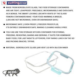 Cutting EDGE Rectangle Glass Food Storage Container with Break Free Detachable Locks, Microwave Oven Safe, Freezer Safe, Airtight, Leakproof (2, 1520ML) - Image 5