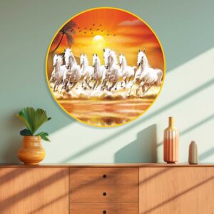 Livin'luxe 7 Running Horses modern art painting Premium Framed Wall paintings for living room, bedroom, home decoration, wall decoration (23 inch x 23 inch, Gold) - Image 5