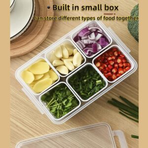 UCRAVO 6-compartment divided Veggie Tray Snackle Box Charcuterie Container Food Storage Containers with Airtight Lids Refrigerator Food Prep Containers Food Storage Box Fruit Storage Organizer 1 pack - Image 5