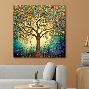 Livin'luxe paintings colorful Tree modern art canvas home decor wall paintings with frame painting for living room wall decoration office 24 inch x 24 inch CR-254 - Image 4
