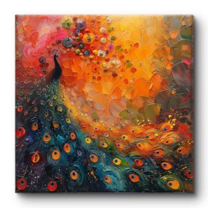 Livin'luxe paintings Peacock modern art canvas home decor wall paintings with frame painting for living room wall decoration office 24 inch x 24 inch CV-38099 - Image 2