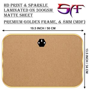 Livin'luxe paintings family with Christmas tree Premium Sparkle Lamination Finished Surface Golden Slim Frame 50 cm x 34 cm Large Size, For Home/Office/Hotel painting MG604 - Image 7