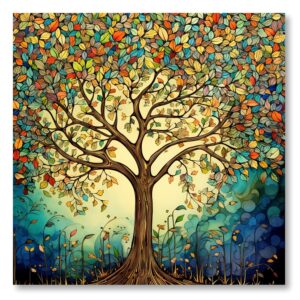 Livin'luxe paintings colorful Tree modern art canvas home decor wall paintings with frame painting for living room wall decoration office 24 inch x 24 inch CR-254 - Image 3