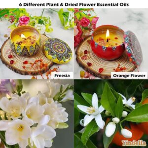 Yindella 6 Pcs Printed Jar Scented Candles with Luxury Floral Gift Box Soy Wax Aroma Smoke-Free Tin Candle Ideal for Home Decor Diwali Pooja Birthday Party Christmas Gift for Women - Image 8