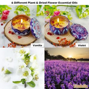 Yindella 6 Pcs Printed Jar Scented Candles with Luxury Floral Gift Box Soy Wax Aroma Smoke-Free Tin Candle Ideal for Home Decor Diwali Pooja Birthday Party Christmas Gift for Women - Image 5