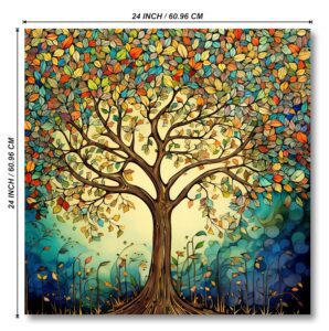 Livin'luxe paintings colorful Tree modern art canvas home decor wall paintings with frame painting for living room wall decoration office 24 inch x 24 inch CR-254 - Image 5