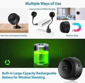NHS WiFi Spy Camera Hidden for Home Outdoor High HD Focus Spy Magnet Mini Live Stream Night Vision IP Wireless 1080P Audio Video Hidden Indoor Nanny Camera for Home Offices Security Multicolor - Image 6