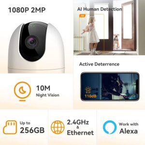 IMOU 360° 1080P Full HD CCTV Security Camera, Human Detection, Motion Tracking, 2-Way Audio, Night Vision, Dome Camera with WiFi & Ethernet Connection, Alexa Enabled, Up to 256GB SD Card Support - Image 3