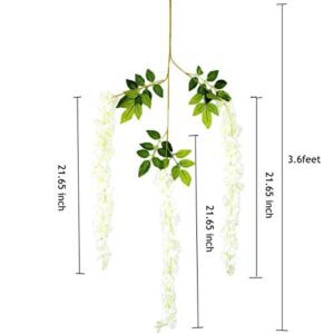 HOME BUY Artificial Wisteria Decoration Flowers Outdoor, Festivals, Christmas, Diwali, ganpati, Home,Party,Wedding,Baby Shower,for Garland Long Hanging Decor -White (Pack of 12) - Image 4