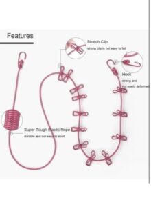Cloth Drying Rope with Hooks Elastic Cloth Ha... - Image 5