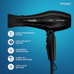 Ikonic 2400 Professional Hair Dryer, Black, 2... - Image 3