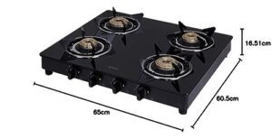 Elica Vetro Glass Top 4 Burner Gas Stove (CT ... - Image 3