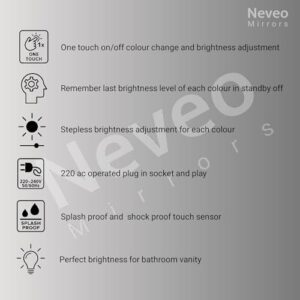 Neveo Mirrors 18" Round 3in1 led Light Mirror... - Image 7