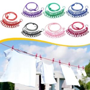 Cloth Drying Rope with Hooks (Pack of 1) Elas... - Image 2