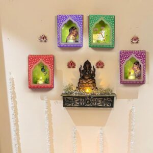 CraftVatika Jharokha Diyas Set of 6 with LED ... - Image 3
