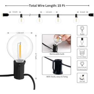 XERGY Outdoor String Lights 15 Feet G40 ... - Image 3