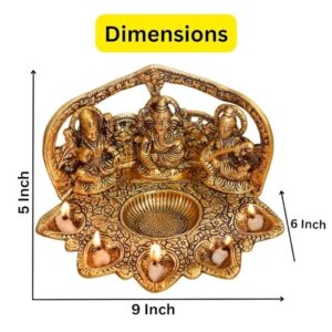 Laxmi Ganesh Saraswati Idol Diya Oil Lam... - Image 3