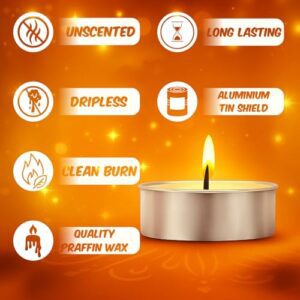 JD Fresh 100 Pieces Tealight Candles for Diwa... - Image 5
