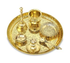 BENGALEN Brass Pooja Thali Set with Grey Gift... - Image 5